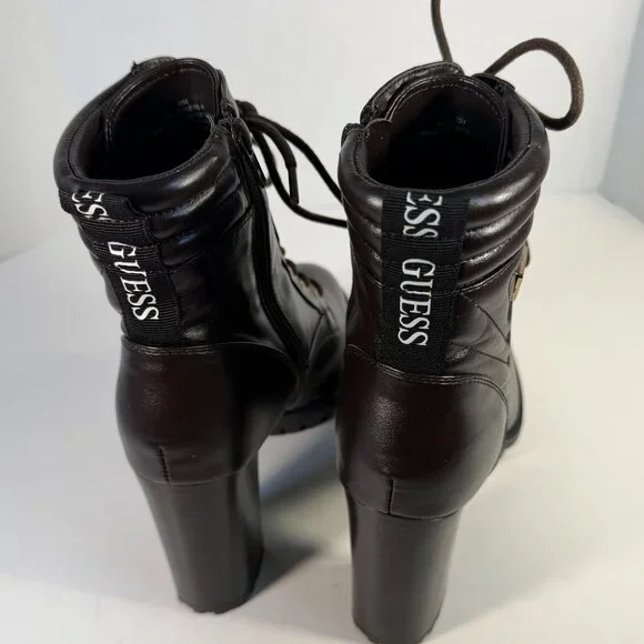 Women's size 10M brown lace-up boots by GUESS - Picture 3 of 16